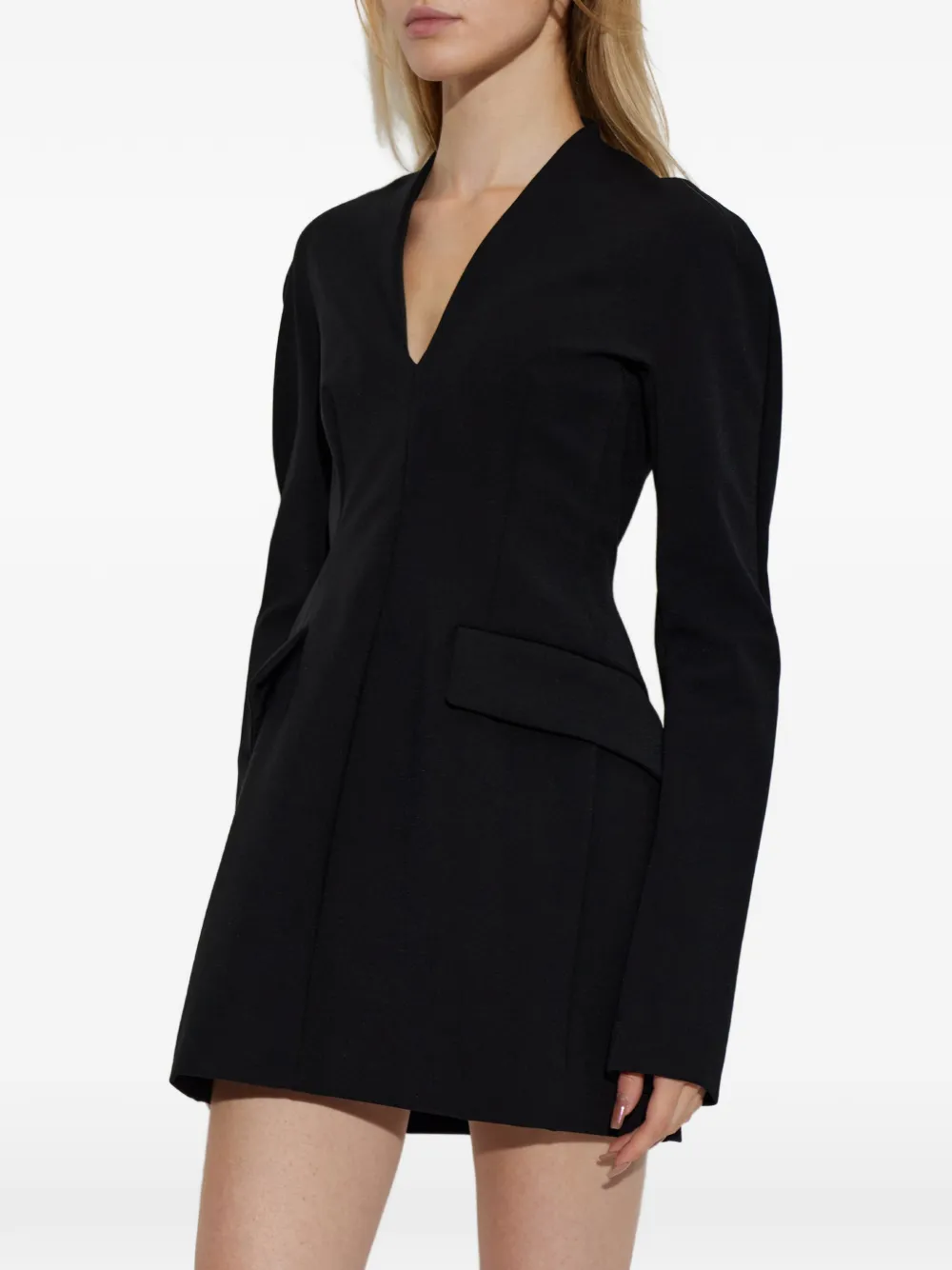 Sportmax Mini-jurk met klepzak en V-hals Zwart