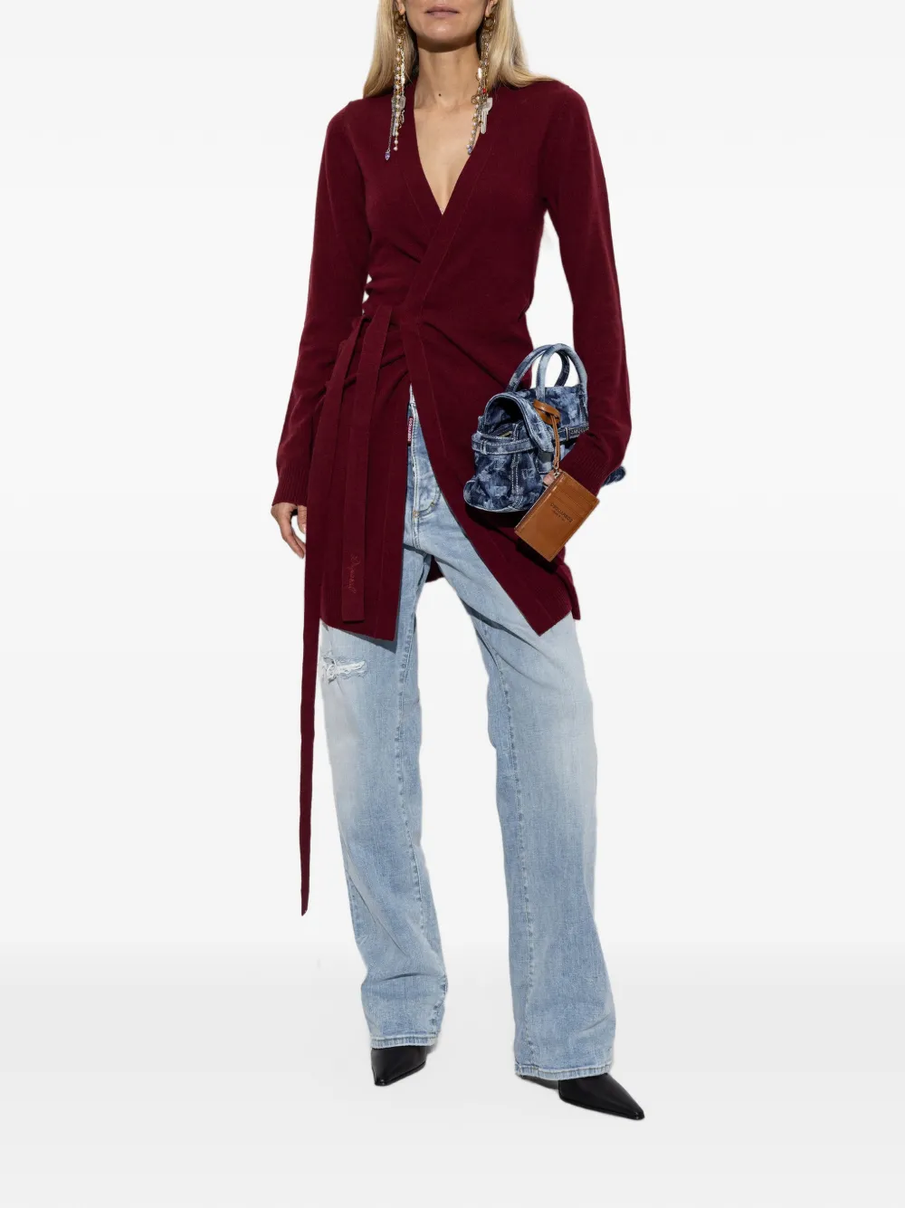 DSQUARED2 waist-tie wrap mini dress Rood