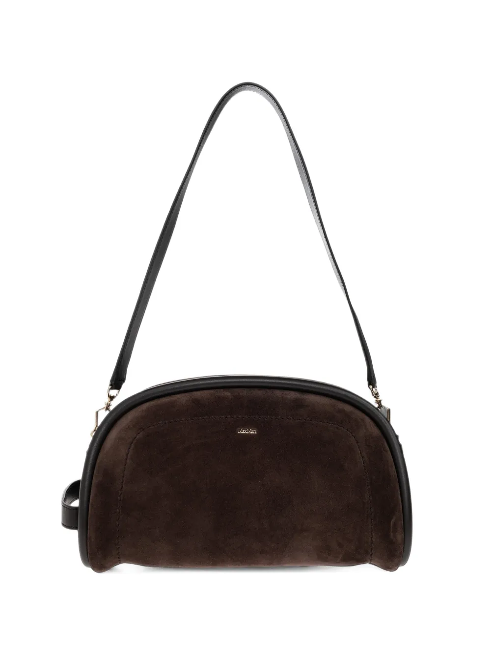 Max Mara suede and leather handbag - dark brown - Marrone