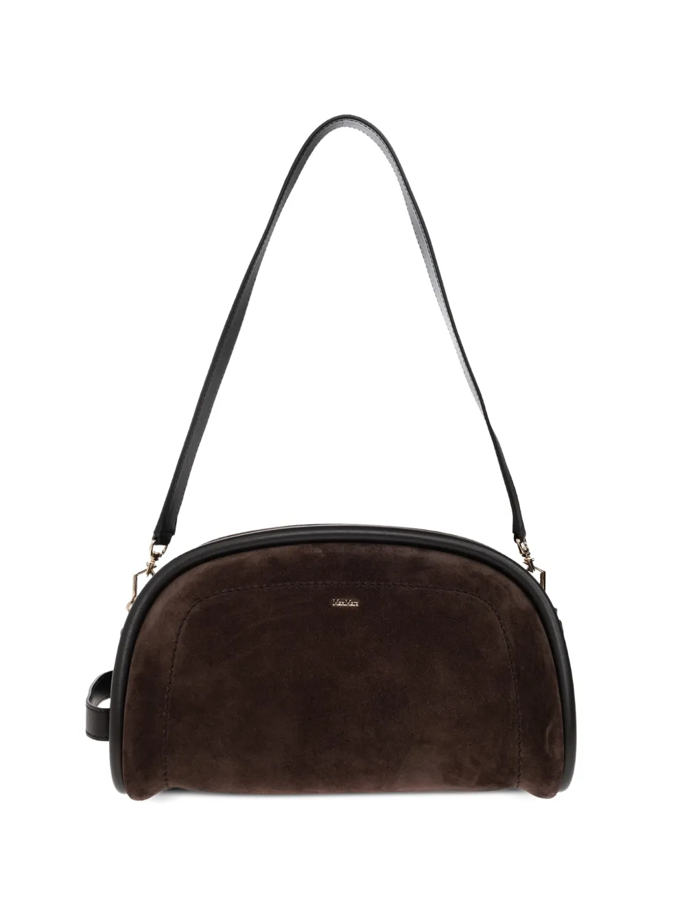 Max Mara suede and leather handbag - dark brown - Marrone