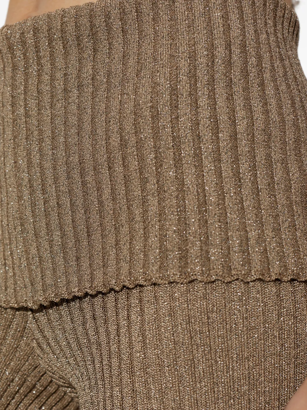 Akep Geribbelde broek met lurex-draad Beige