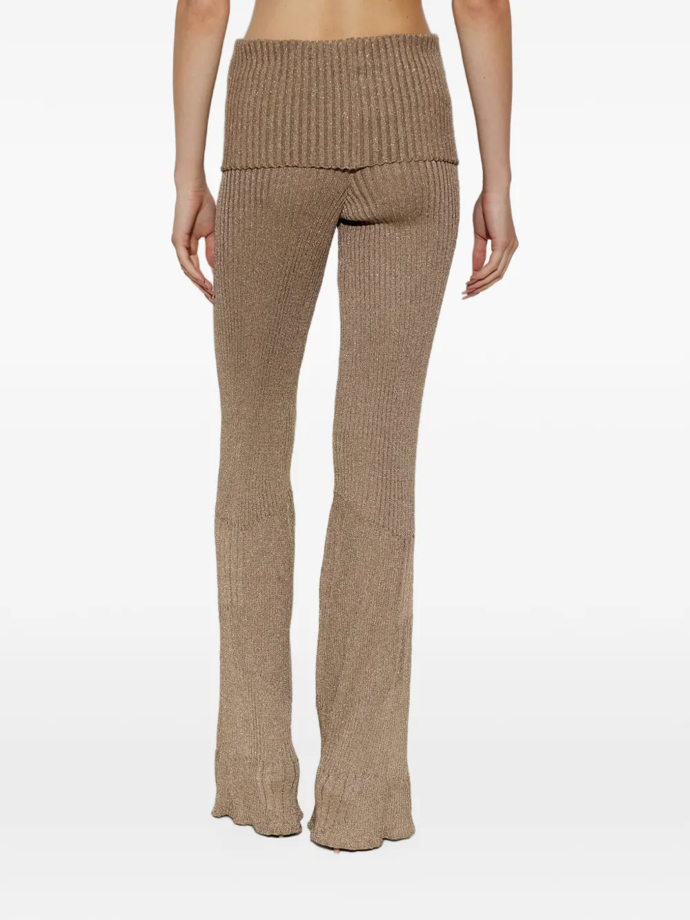 Akep Geribbelde broek met lurex-draad Beige