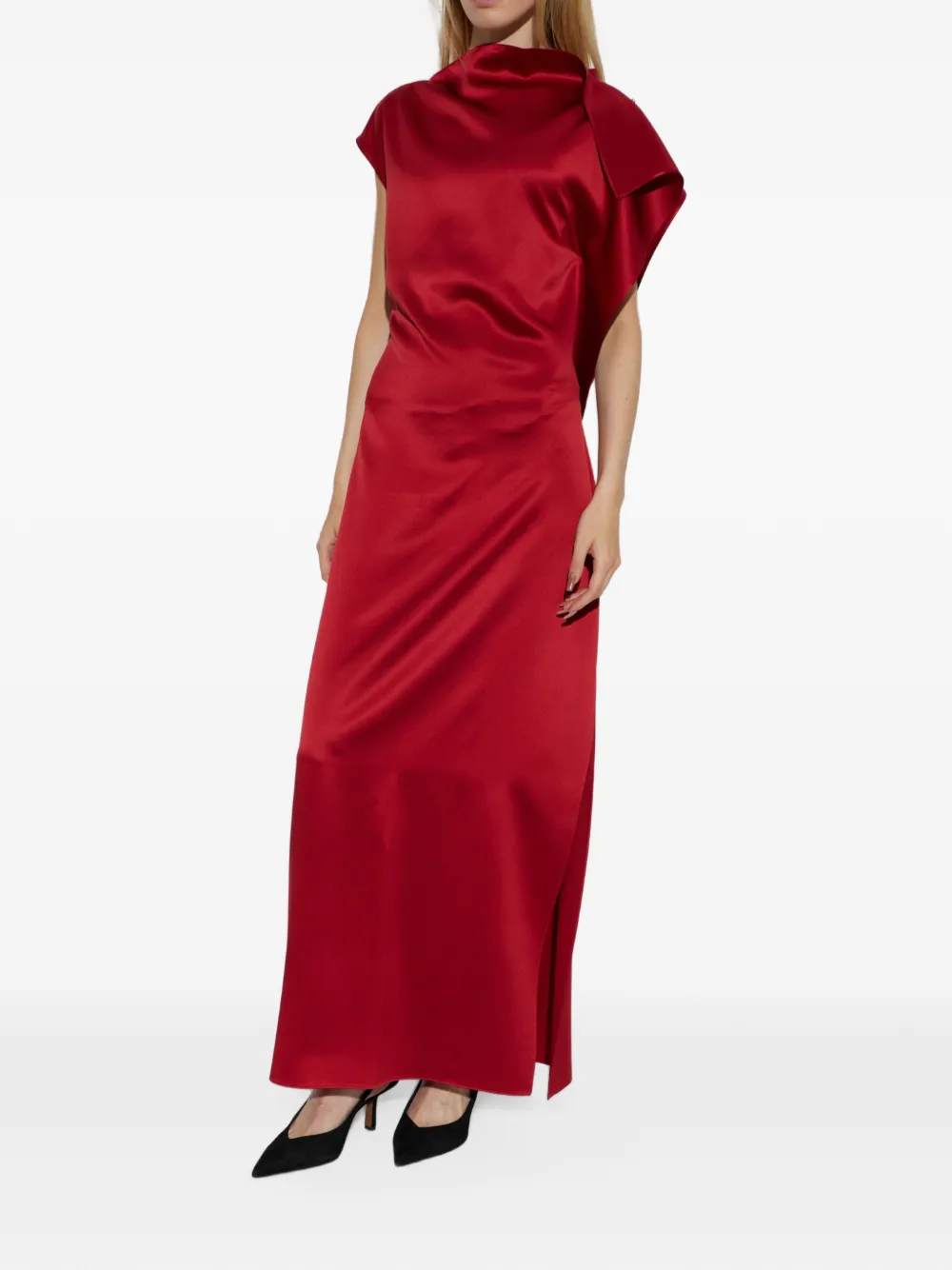Sportmax Giara draped silk maxi dress Rood