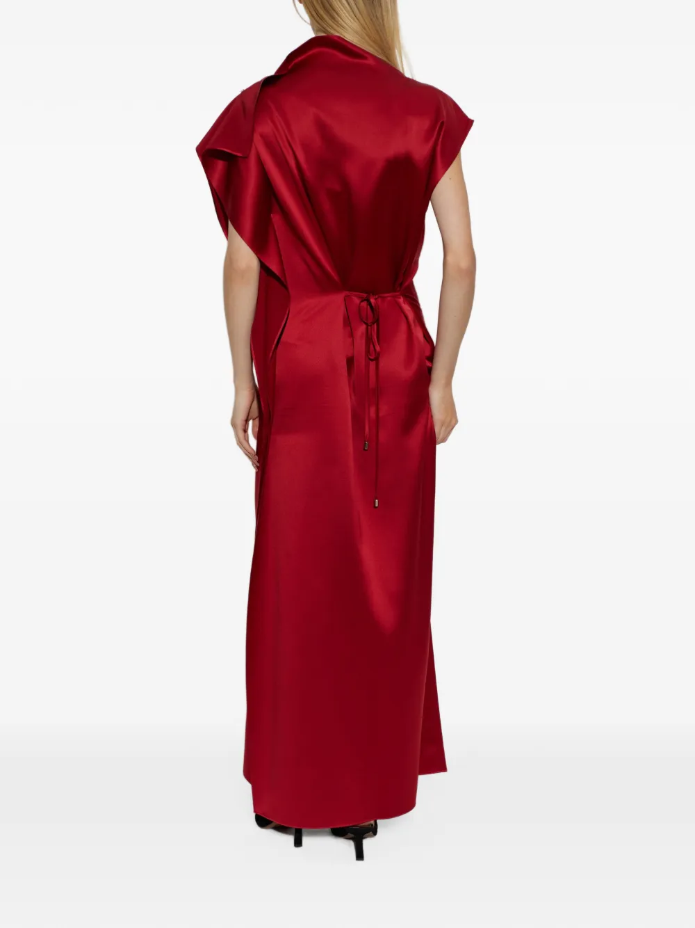 Sportmax Giara draped silk maxi dress Rood