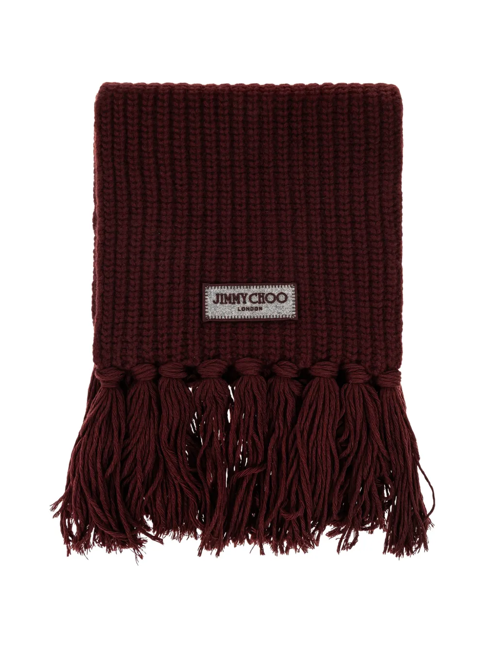 Jimmy Choo ribbed fringed scarf - Rosso