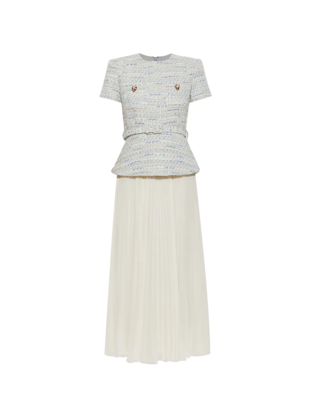 Self-Portrait blue boucle chiffon midi dress - Toni neutri