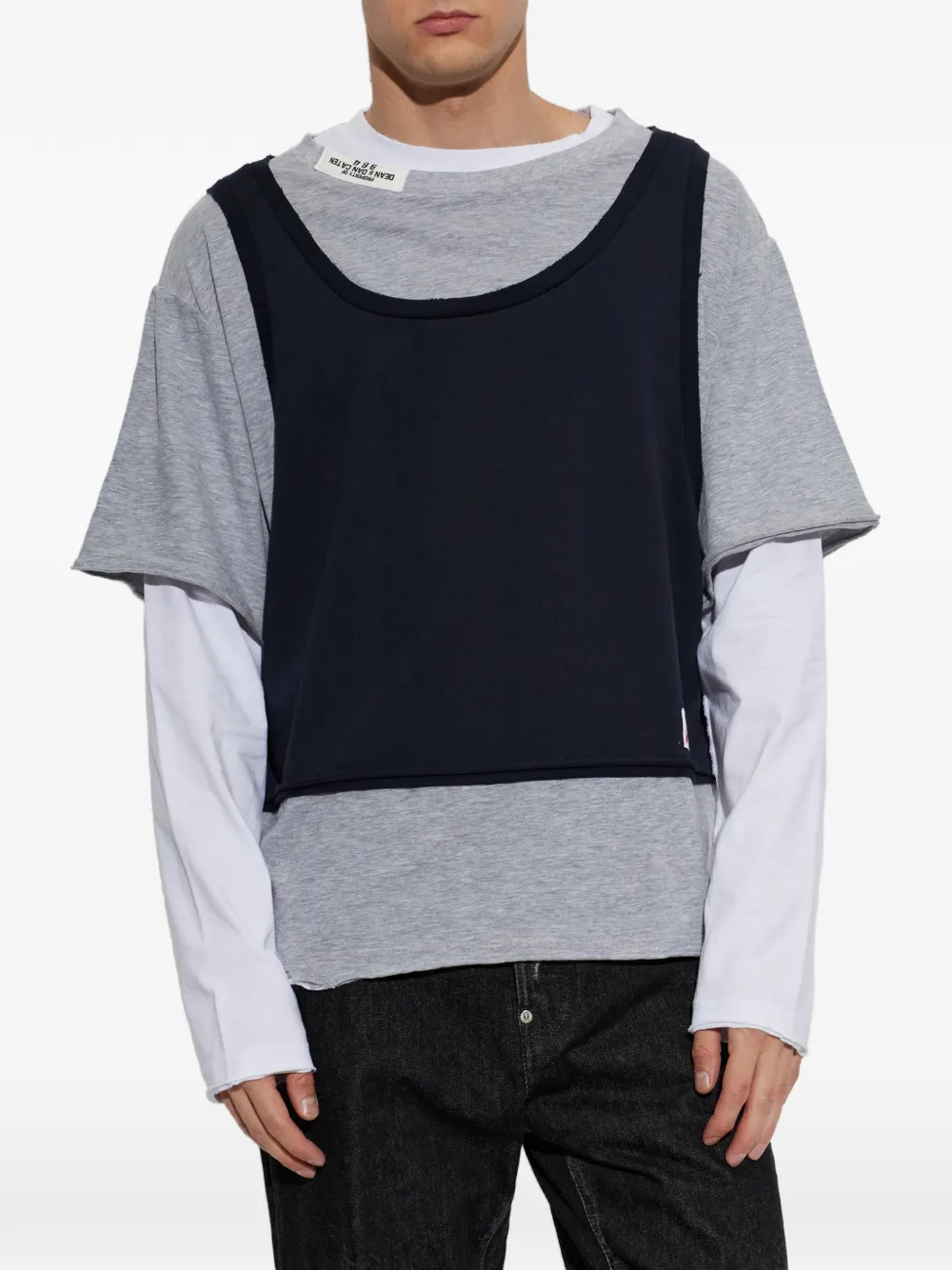 DSQUARED2 layered-design logo-patch T-shirt Grijs