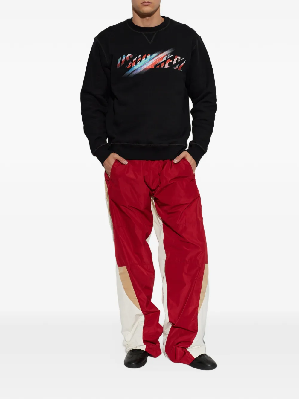 DSQUARED2 colourblock wide-leg trousers Rood