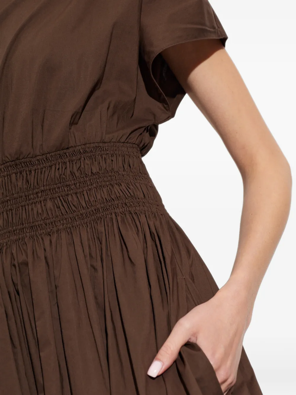 Matteau Katoenen midi-jurk met gesmockte taille Bruin