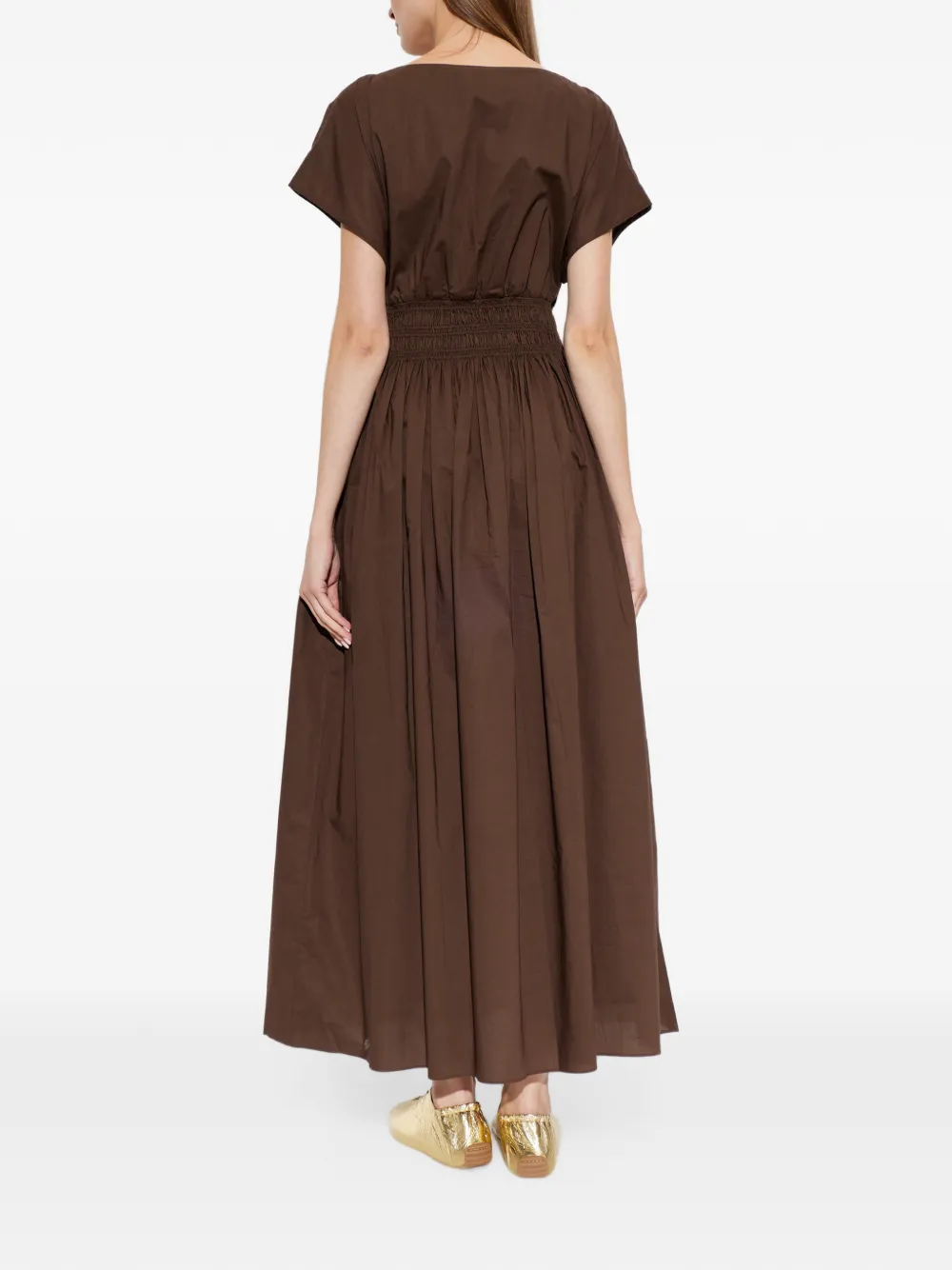 Matteau Katoenen midi-jurk met gesmockte taille Bruin