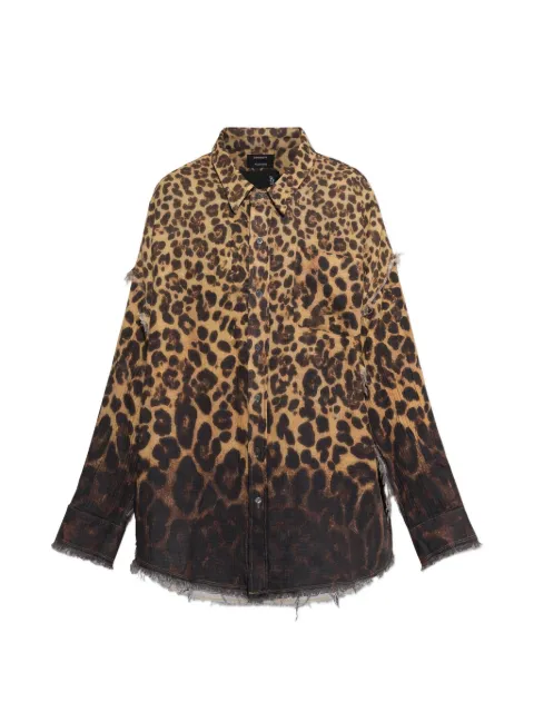 R13 leopard-print frayed shirt