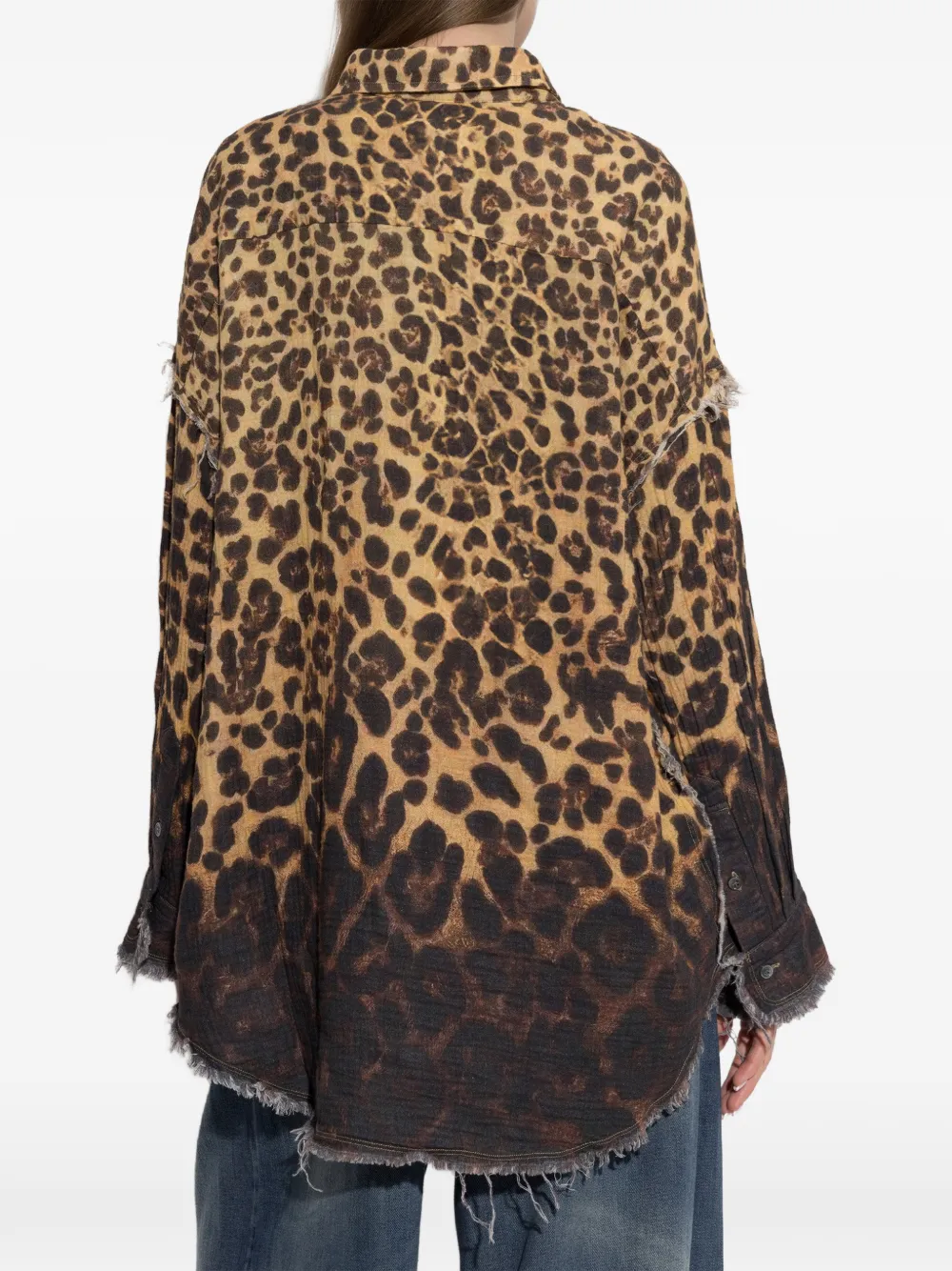 R13 Blouse met luipaard-print en gerafelde afwerking Bruin