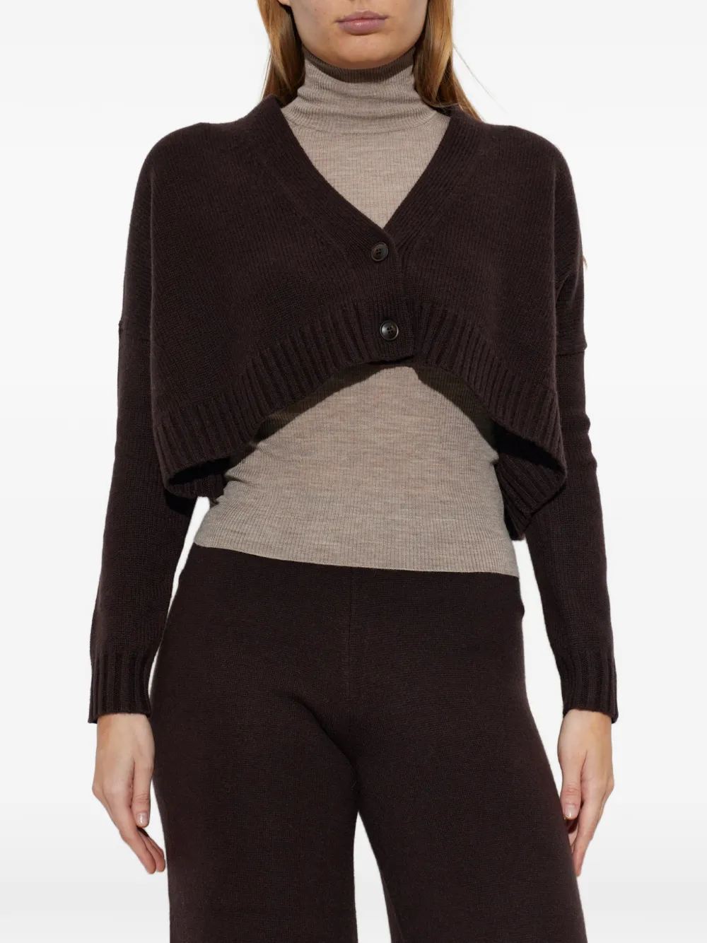 Max Mara wool and cashmere boxy cardigan dark brown Bruin