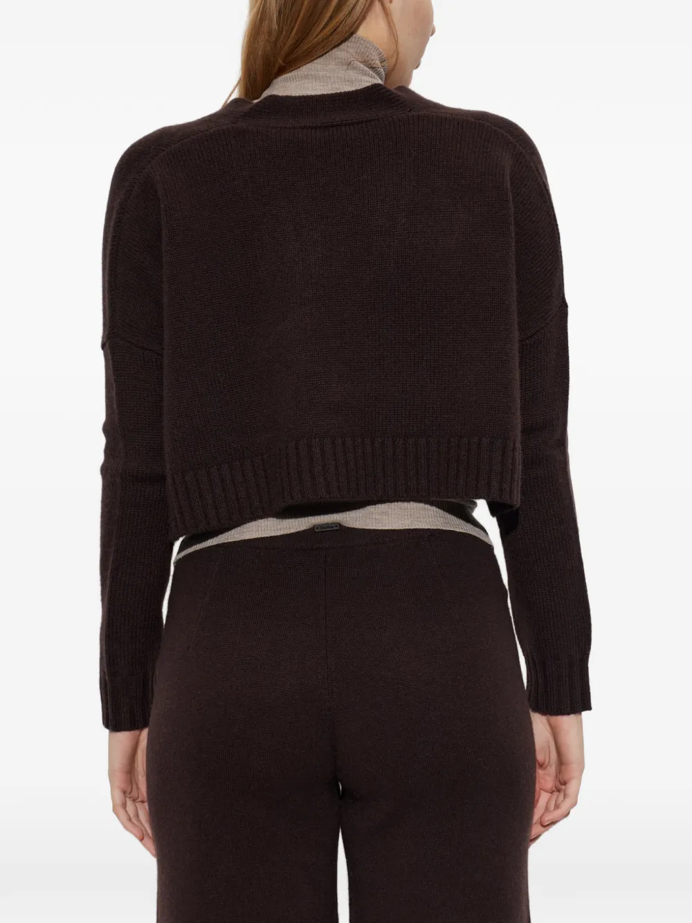 Max Mara wool and cashmere boxy cardigan dark brown Bruin