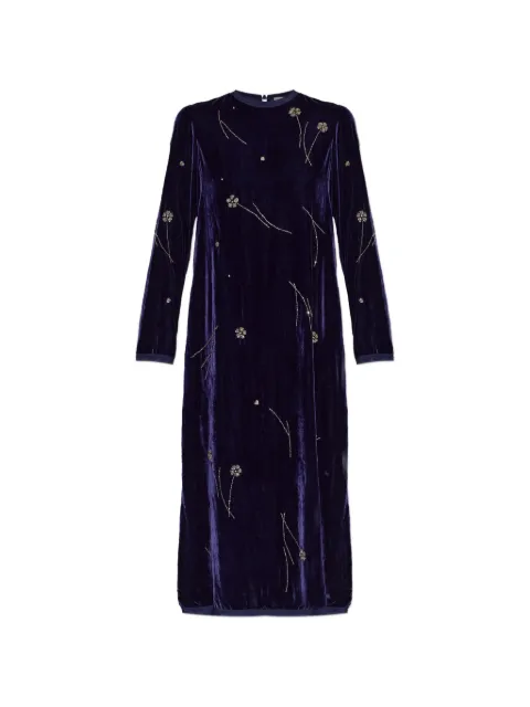 Forte Forte Fleurs d'Orient floral-beaded velvet midi dress