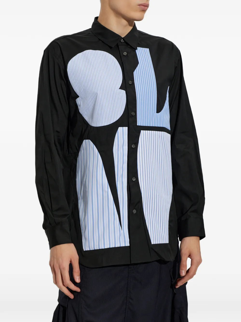 Comme Des Garçons Shirt Gestreept overhemd met patchwork Zwart