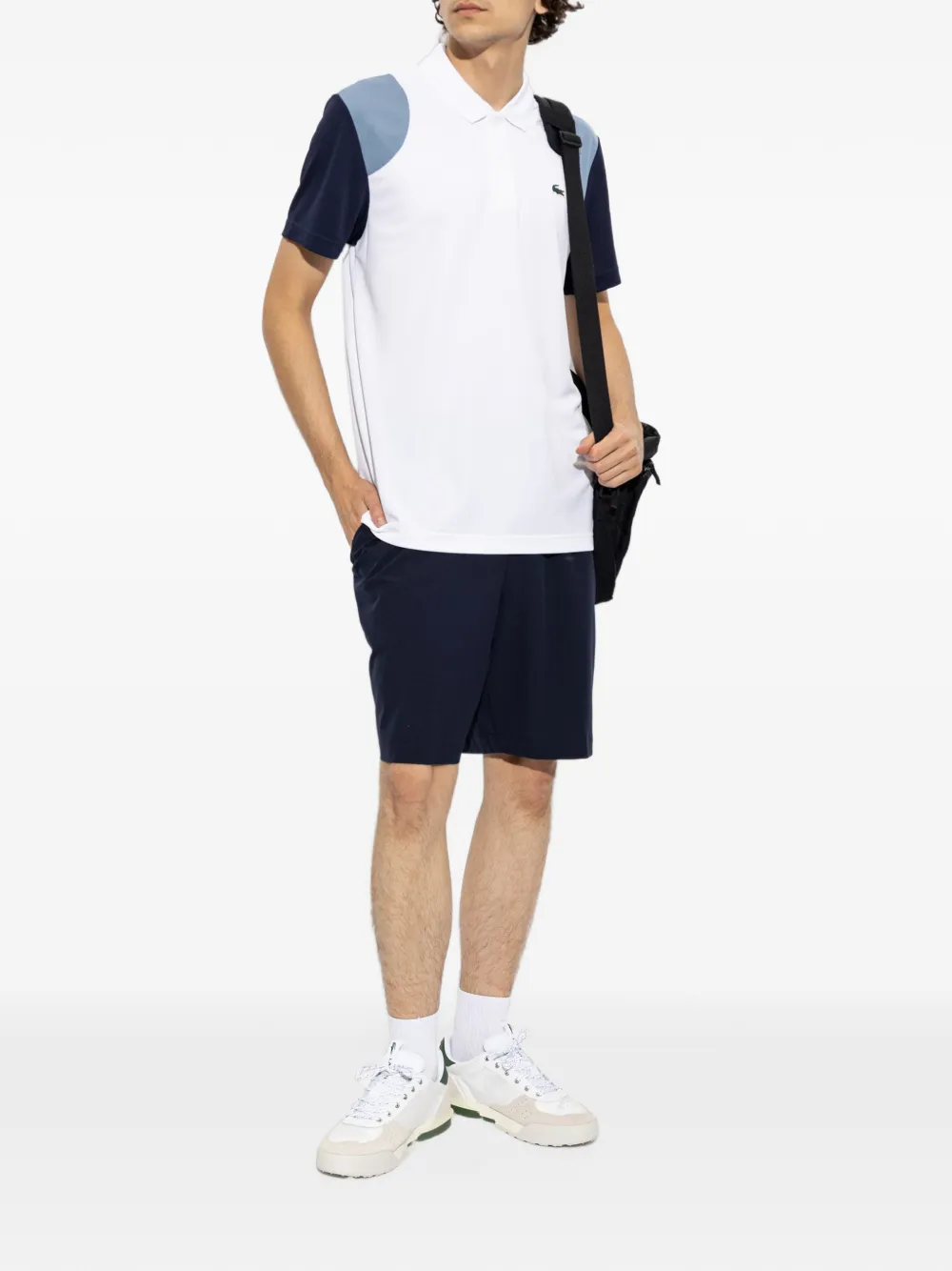 Lacoste Ultra Dry poloshirt met colourblocking Wit