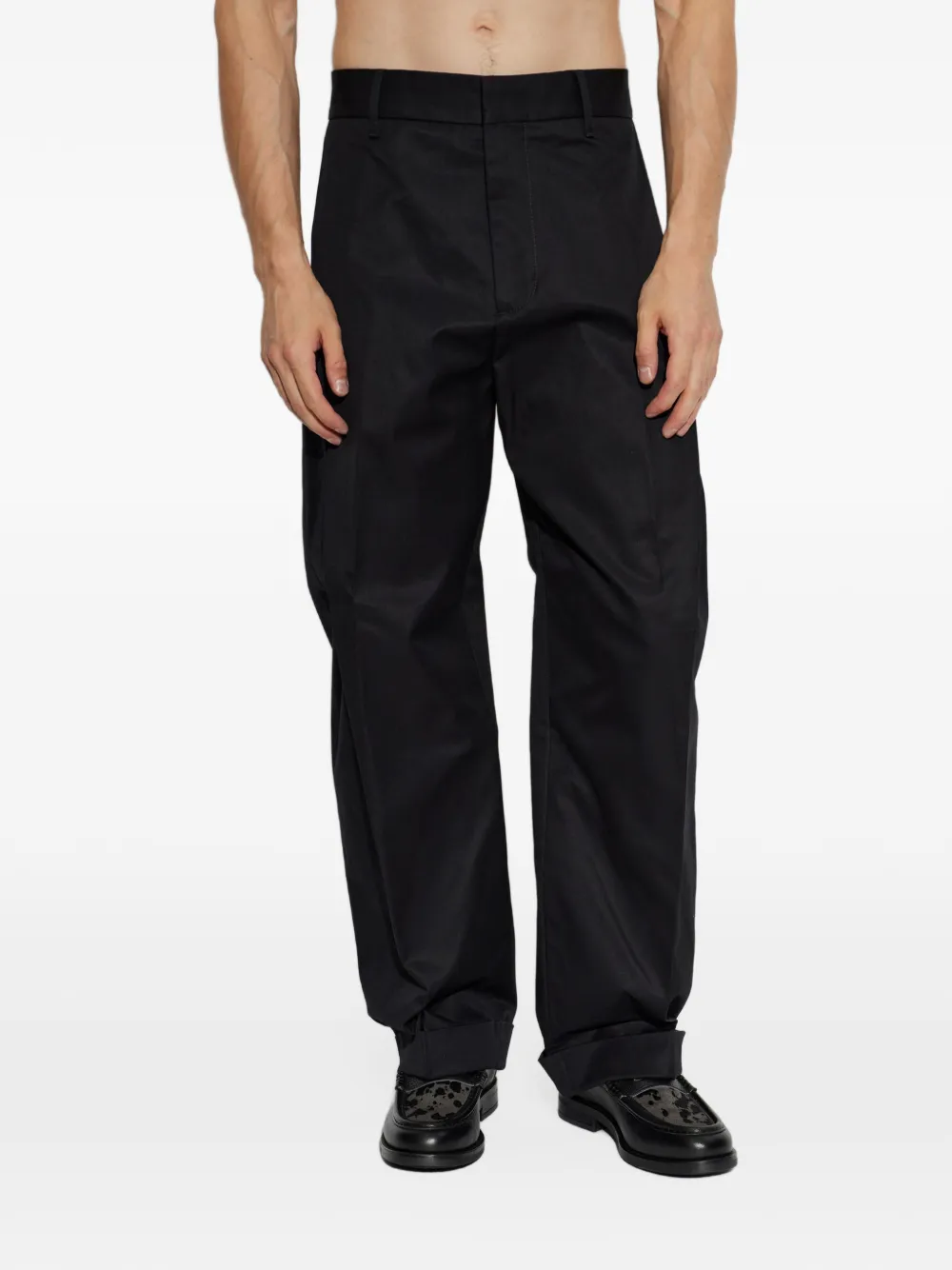 DSQUARED2 pleated cotton trousers Zwart