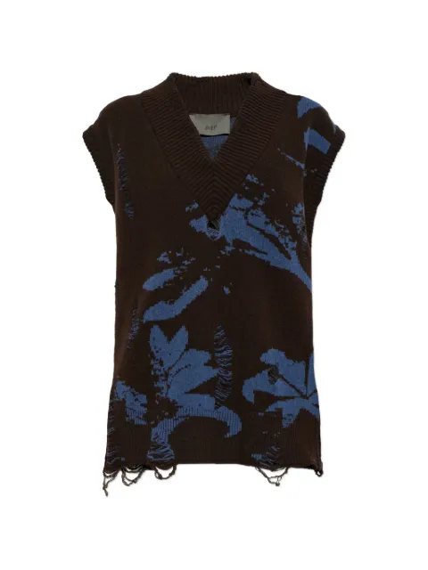 Akep distressed floral-intarsia knit vest
