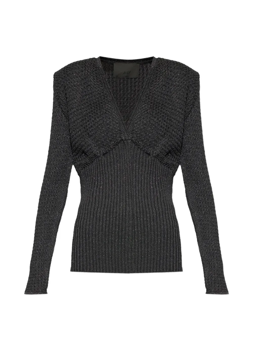 Akep Metallic-thread Ribbed-knit Sweater In Black