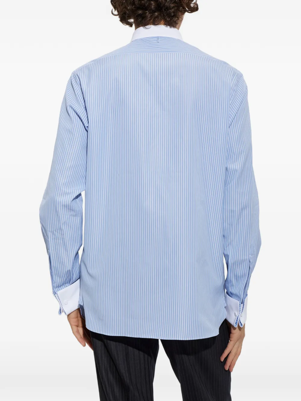 TOM FORD Overhemd met bandkraag en verticale streep Blauw