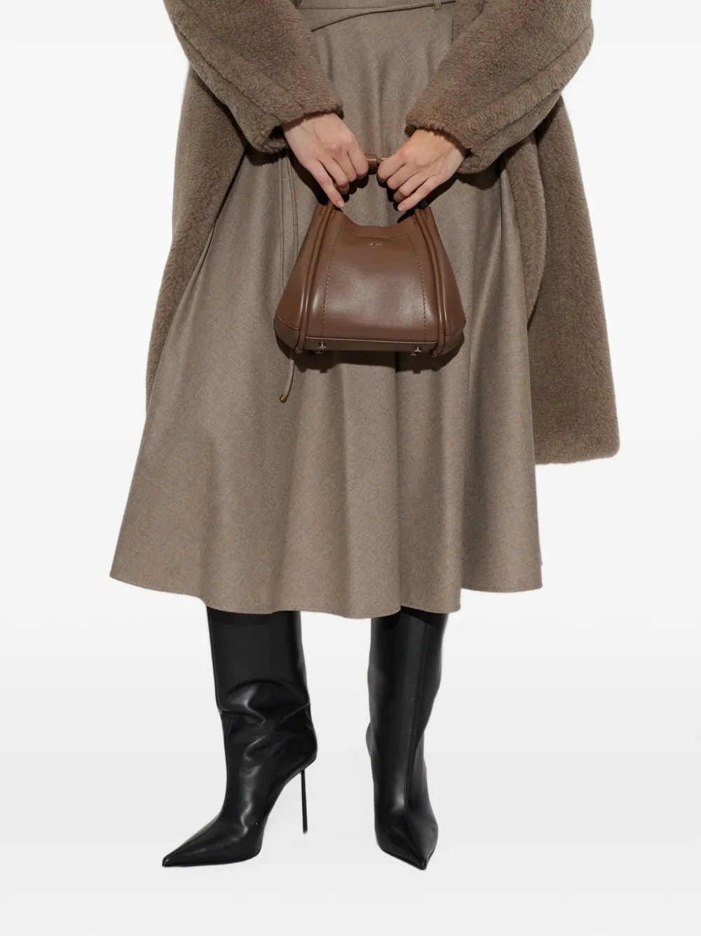 Max Mara extra-small leather Marine bag brown bronze Bruin