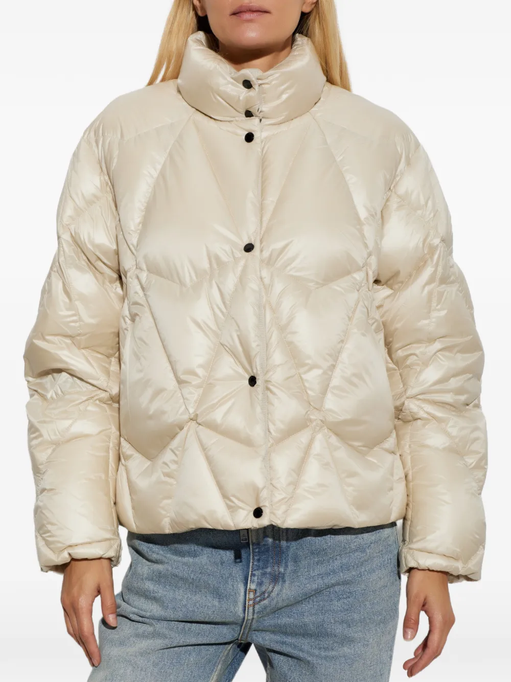 Moose Knuckles quilted logo-patch puffer jacket Beige