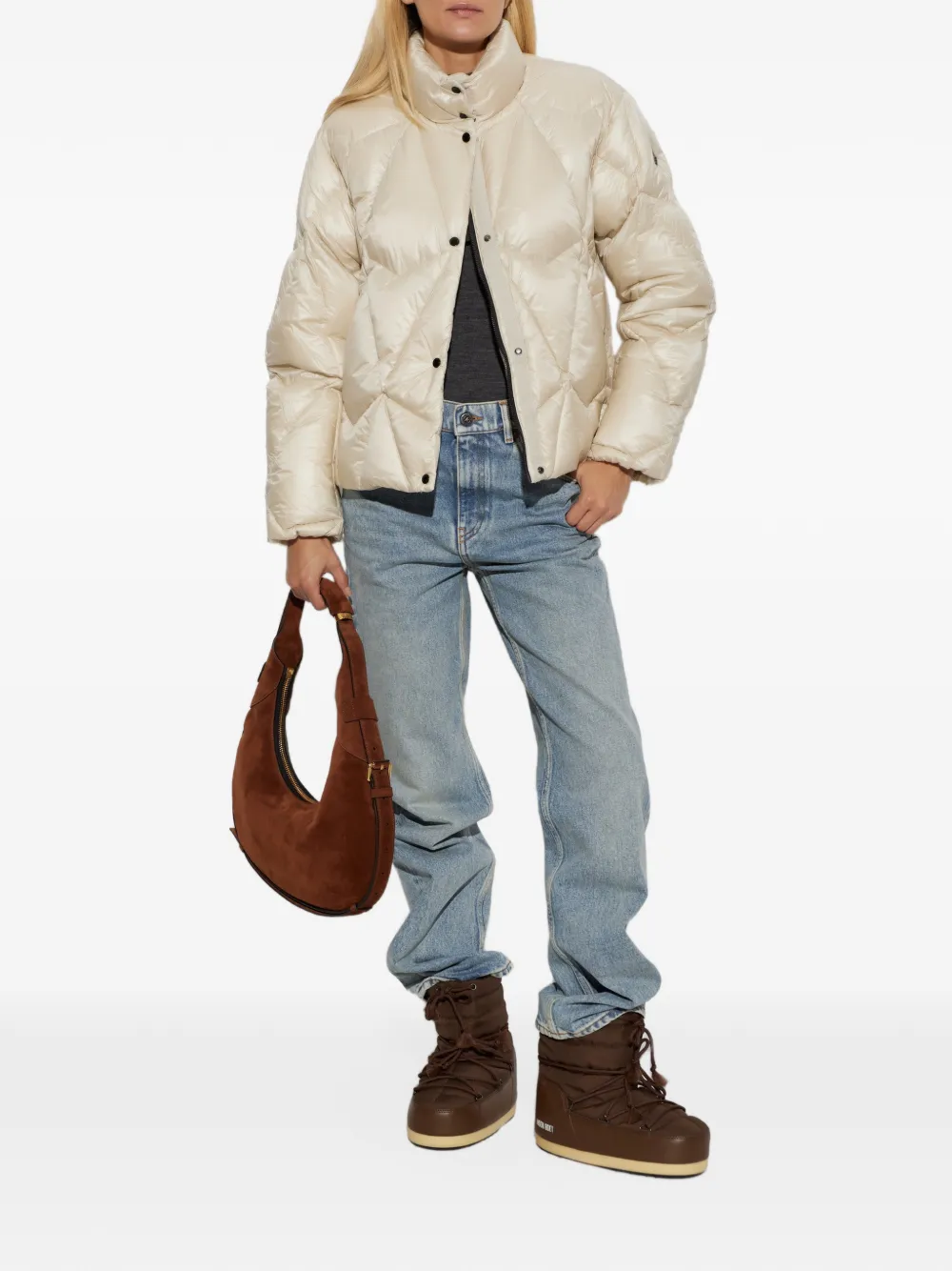Moose Knuckles quilted logo-patch puffer jacket Beige