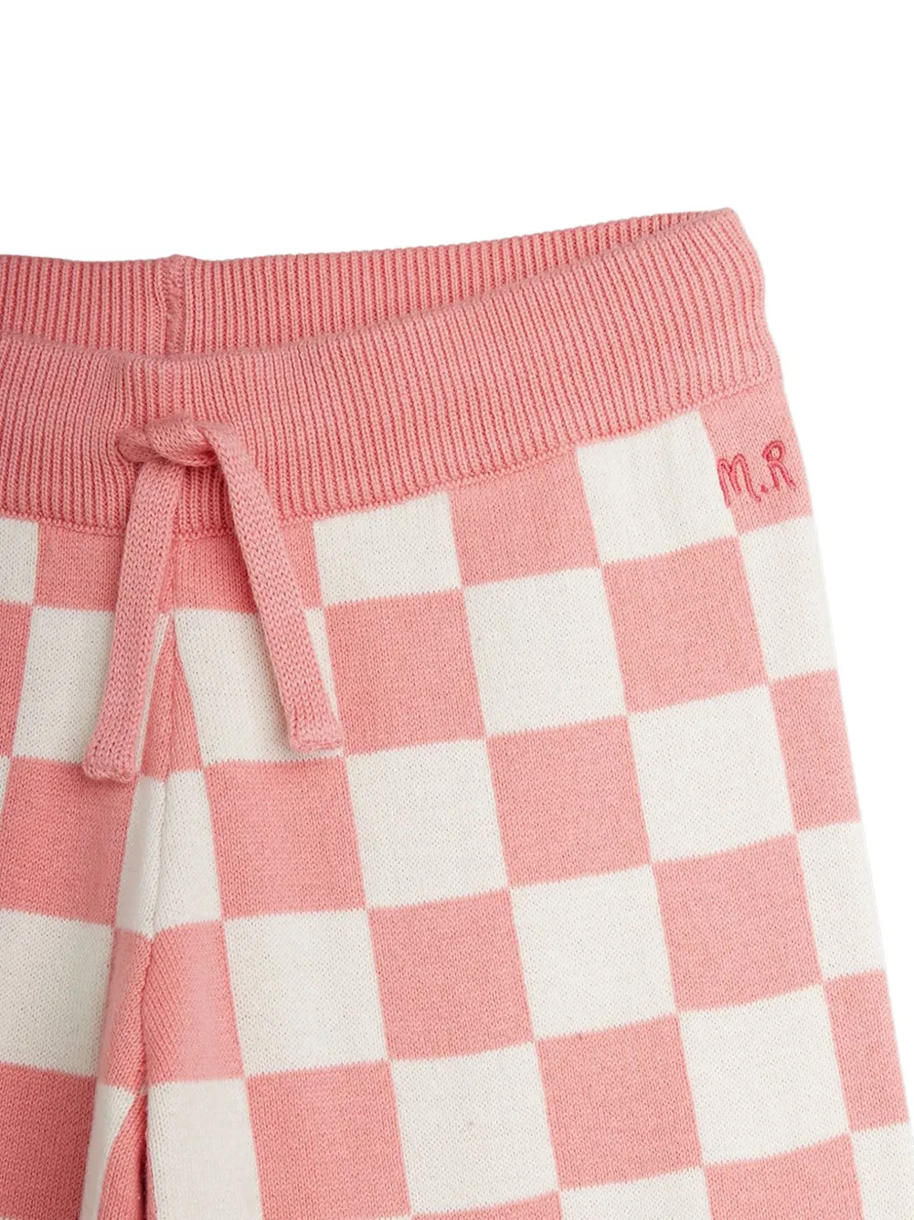 Mini Rodini checkerboard-knit wide-leg trousers Roze