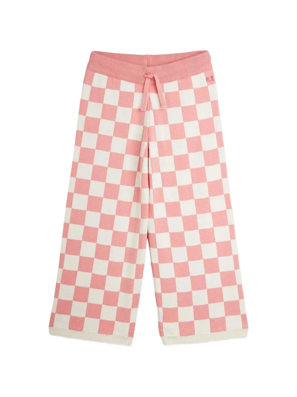 Mini Rodini checkerboard-knit wide-leg trousers - Rose Mini Rodini checkerboard-knit wide-leg trousers - Rose
