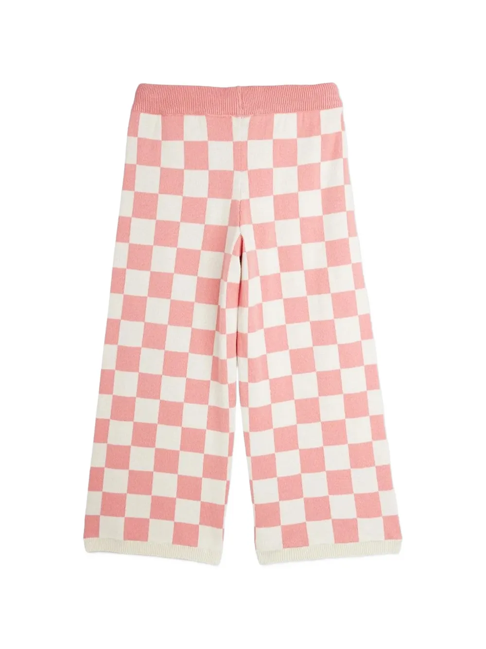 Mini Rodini checkerboard-knit wide-leg trousers Roze