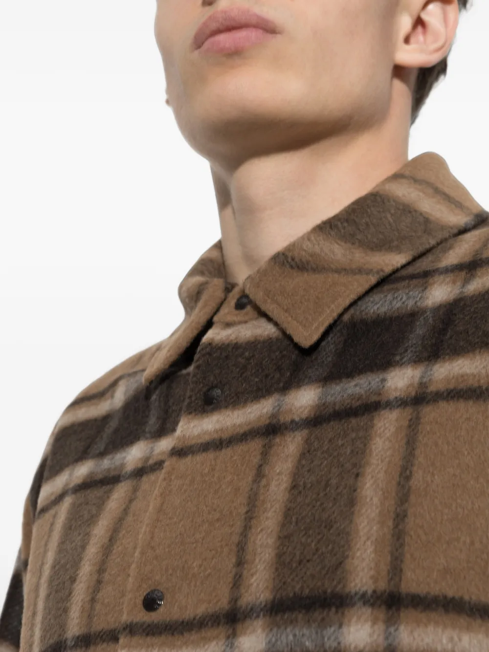 Moncler check wool shirt jacket Bruin