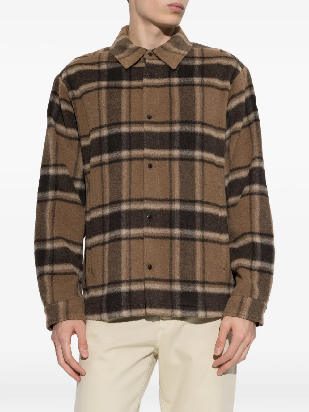 Moncler check wool shirt jacket Bruin