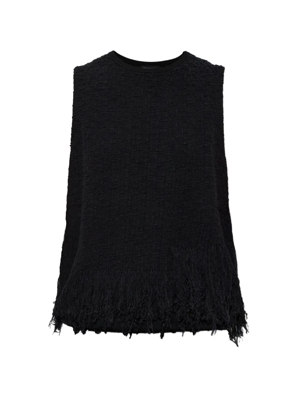 Y-3 knitted 3-stripes fringy vest Zwart