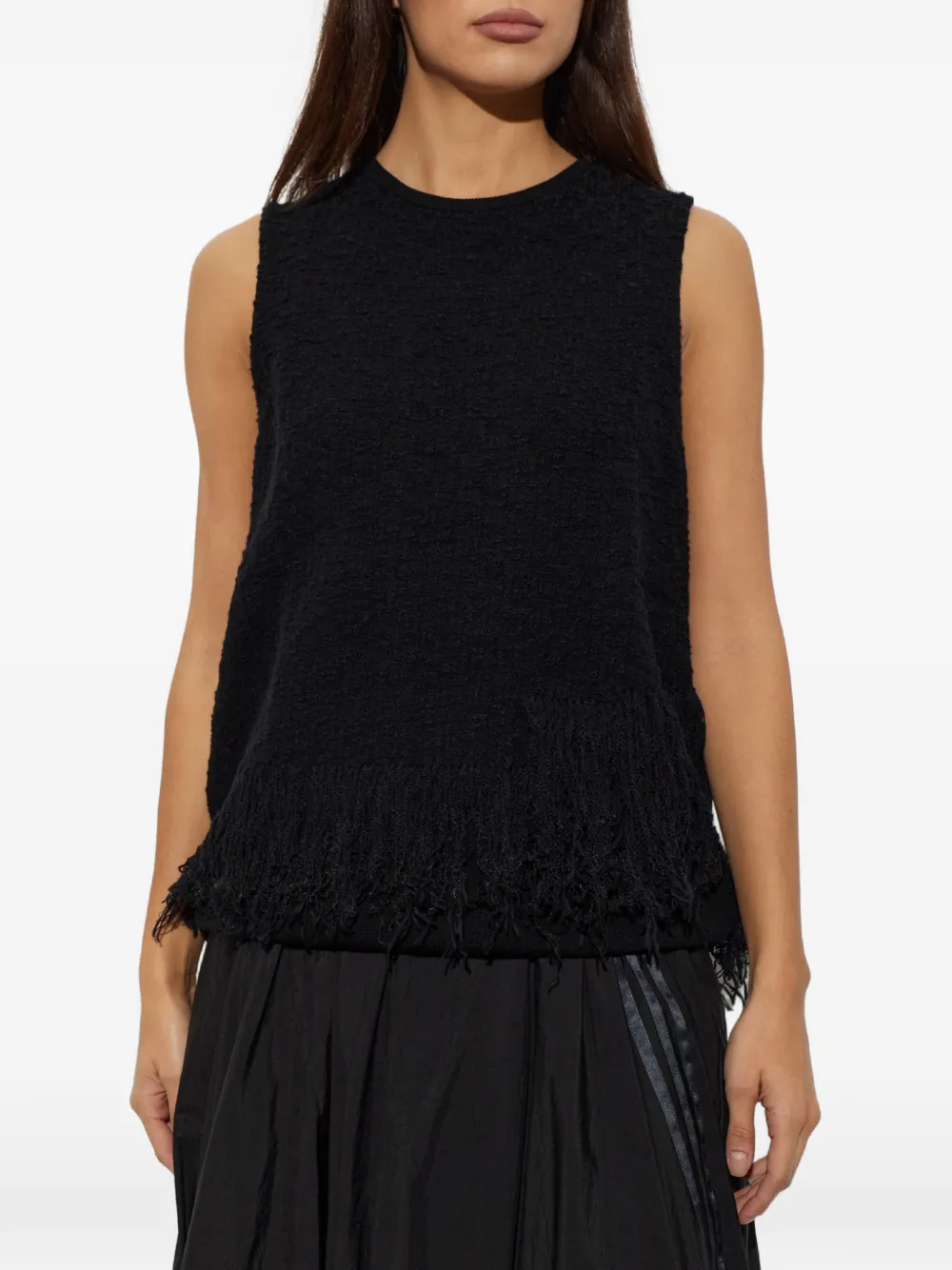 Y-3 knitted 3-stripes fringy vest - Nero
