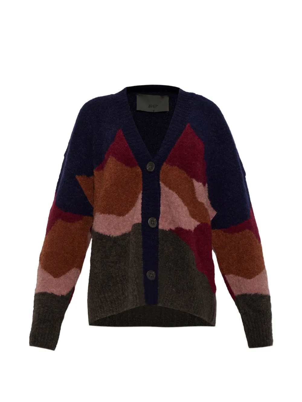 Akep abstract-pattern V-neck cardigan - Blue