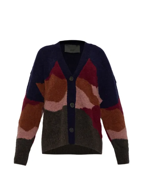 Akep abstract-pattern V-neck cardigan