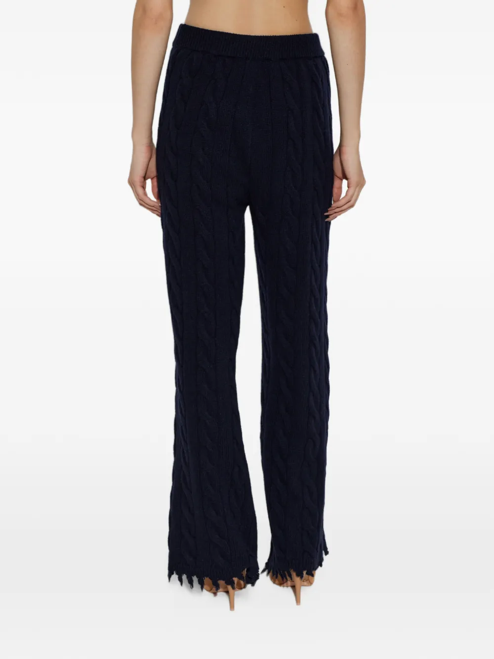 Akep Wollen kabelgebreide broek met rechte pijpen Blauw