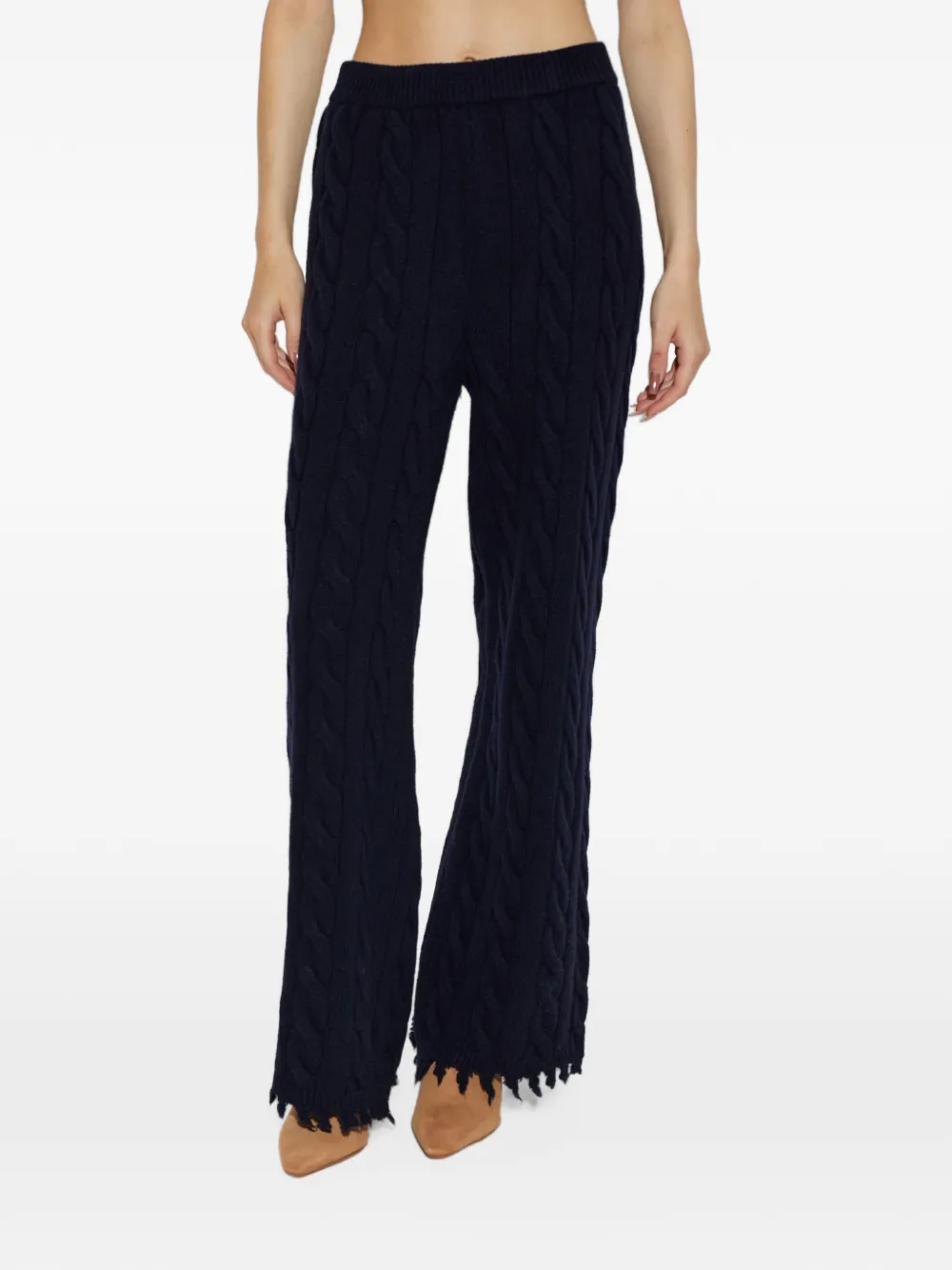 Akep Wollen kabelgebreide broek met rechte pijpen Blauw