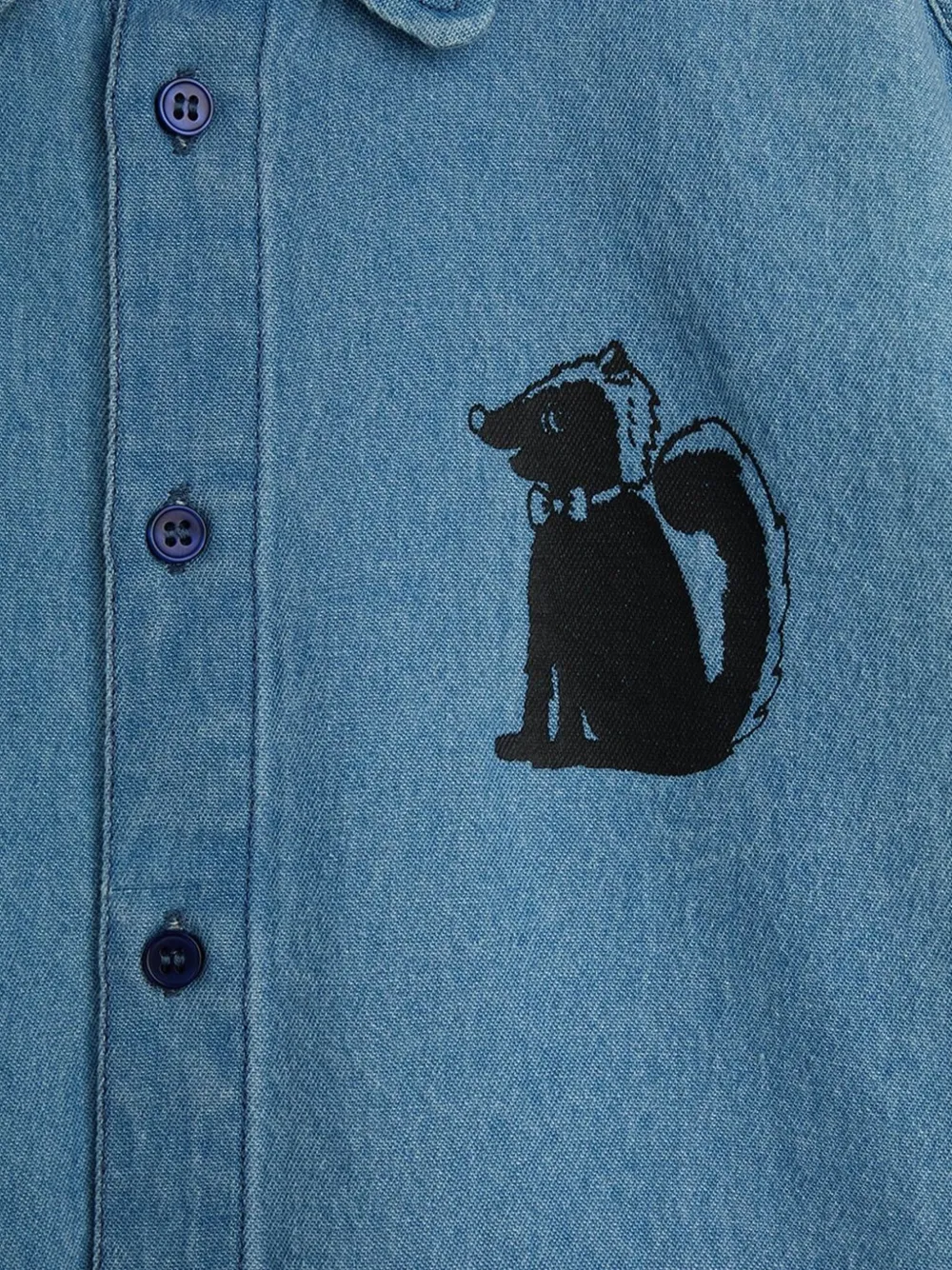 Mini Rodini graphic-print denim shirt Blauw