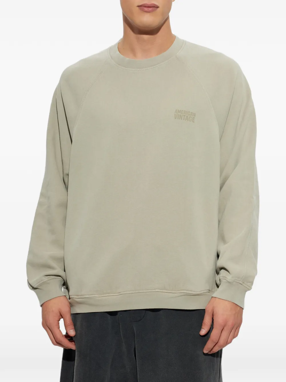 American Vintage Jitbay sweater met logo-print en raglanmouwen Beige