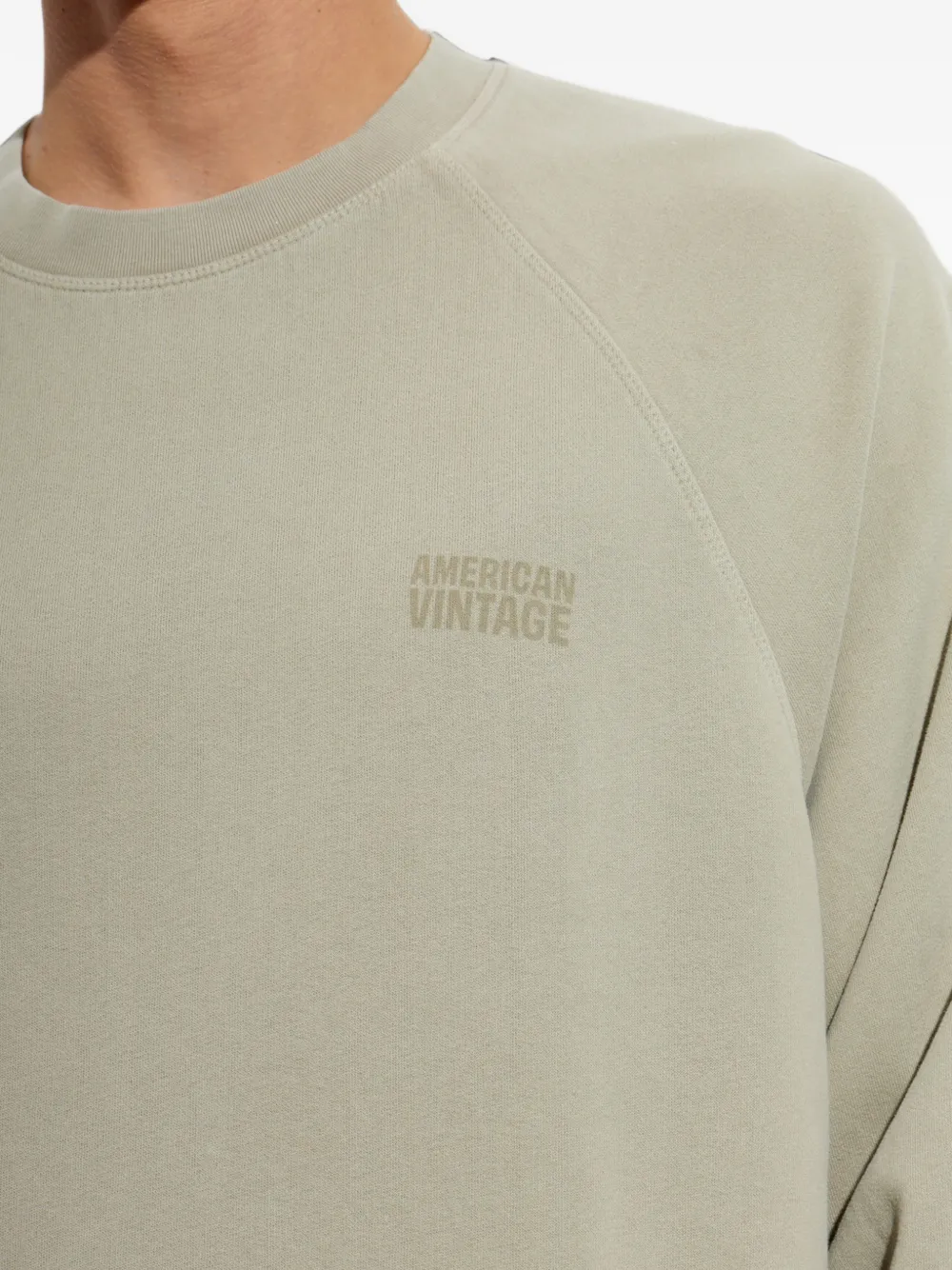 American Vintage Jitbay sweater met logo-print en raglanmouwen Beige