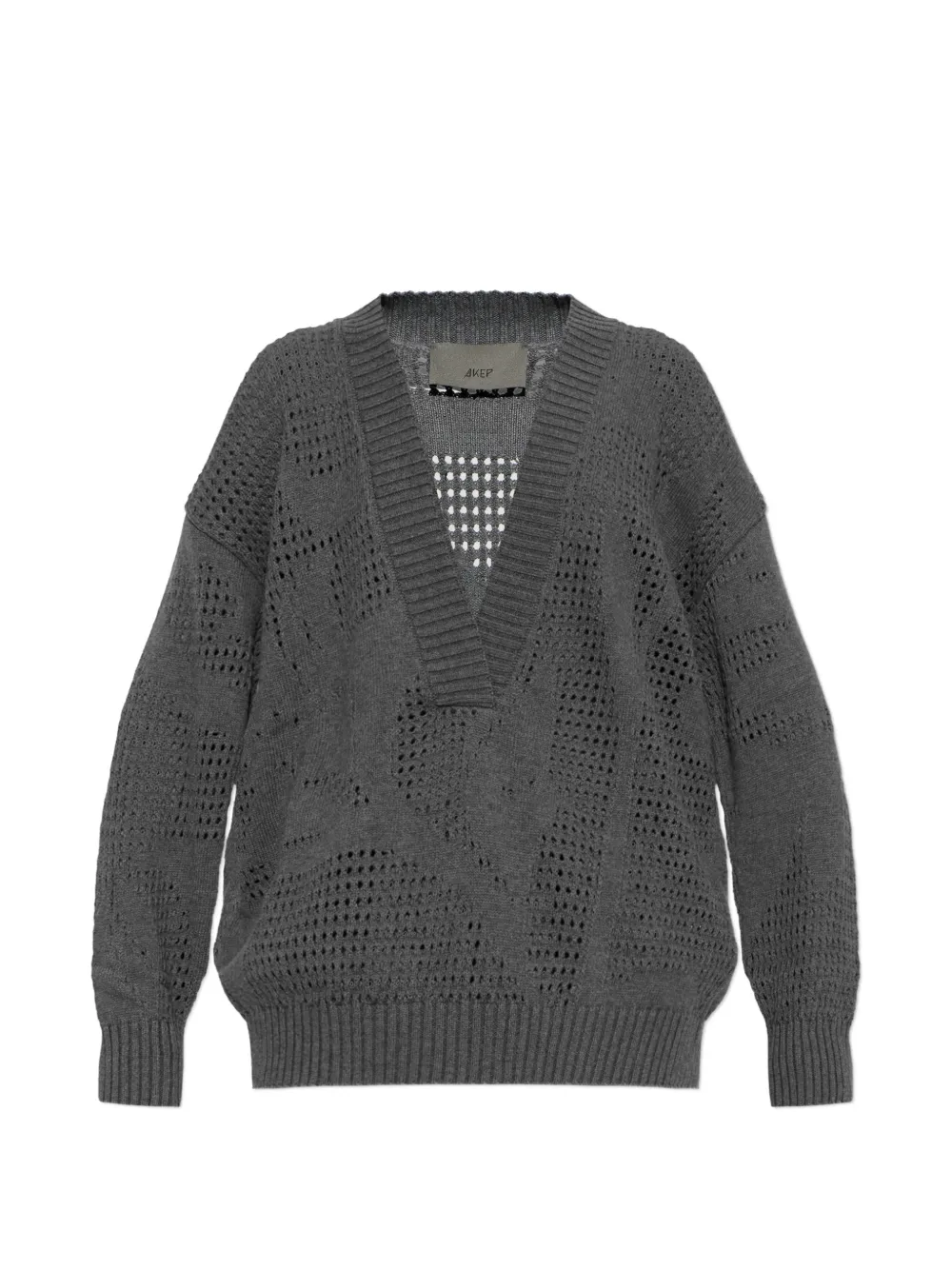 Akep Pointelle-knit V-neck Sweater In Gray