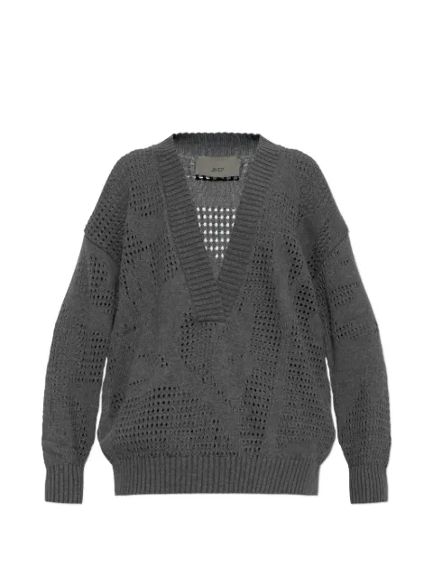 Akep pointelle-knit V-neck sweater