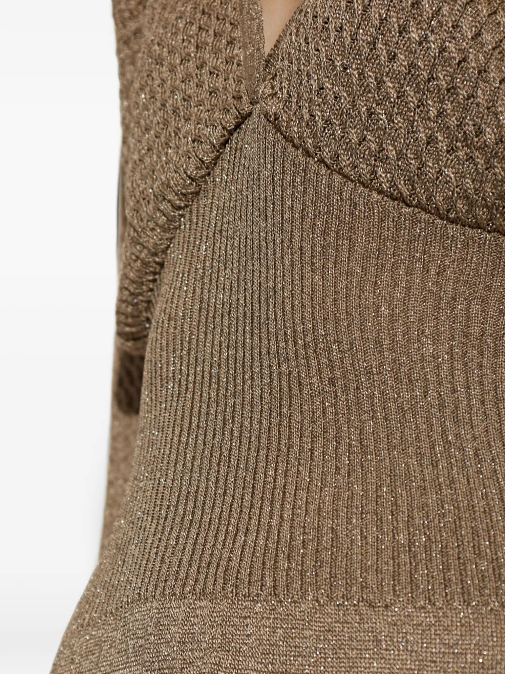 Akep Gebreide midi-jurk met lurexdraad Beige