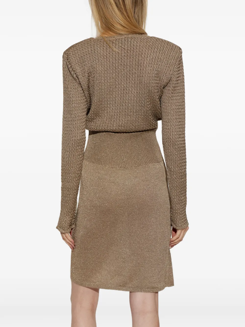 Akep Gebreide midi-jurk met lurexdraad Beige