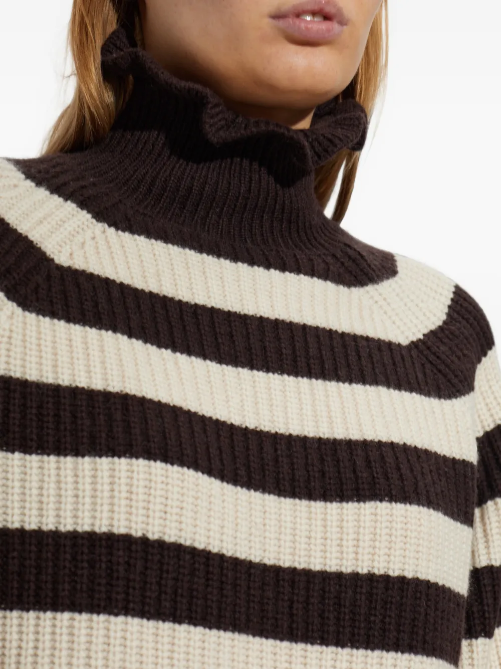 Max Mara Pontile gestreepte trui met ruches Bruin