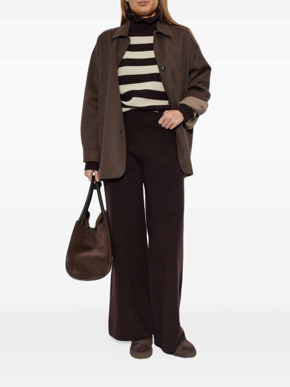 Max Mara Pontile gestreepte trui met ruches Bruin