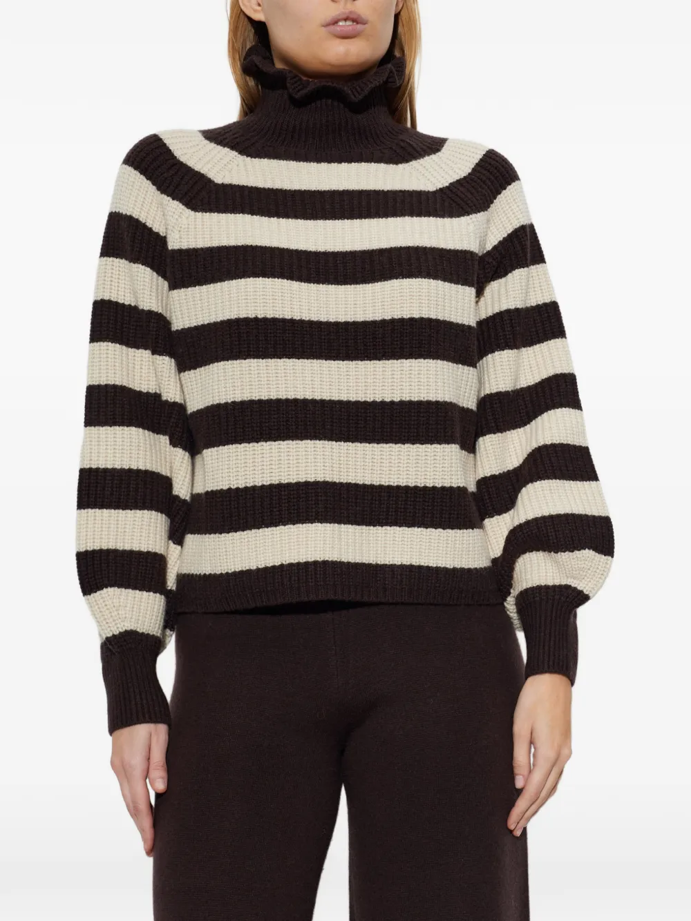 Max Mara Pontile gestreepte trui met ruches Bruin