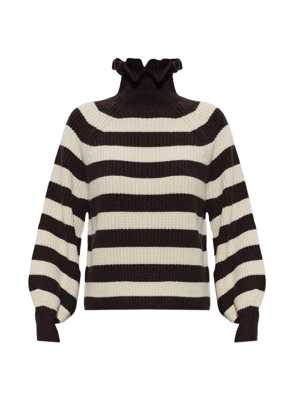 Max Mara Pontile ruffled-trim striped sweater - Marrone